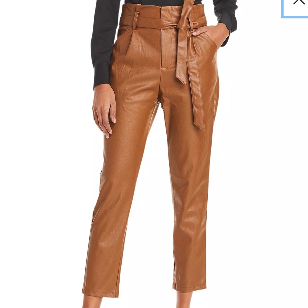 Lucy Paris Paper Bag waist faux leather pants